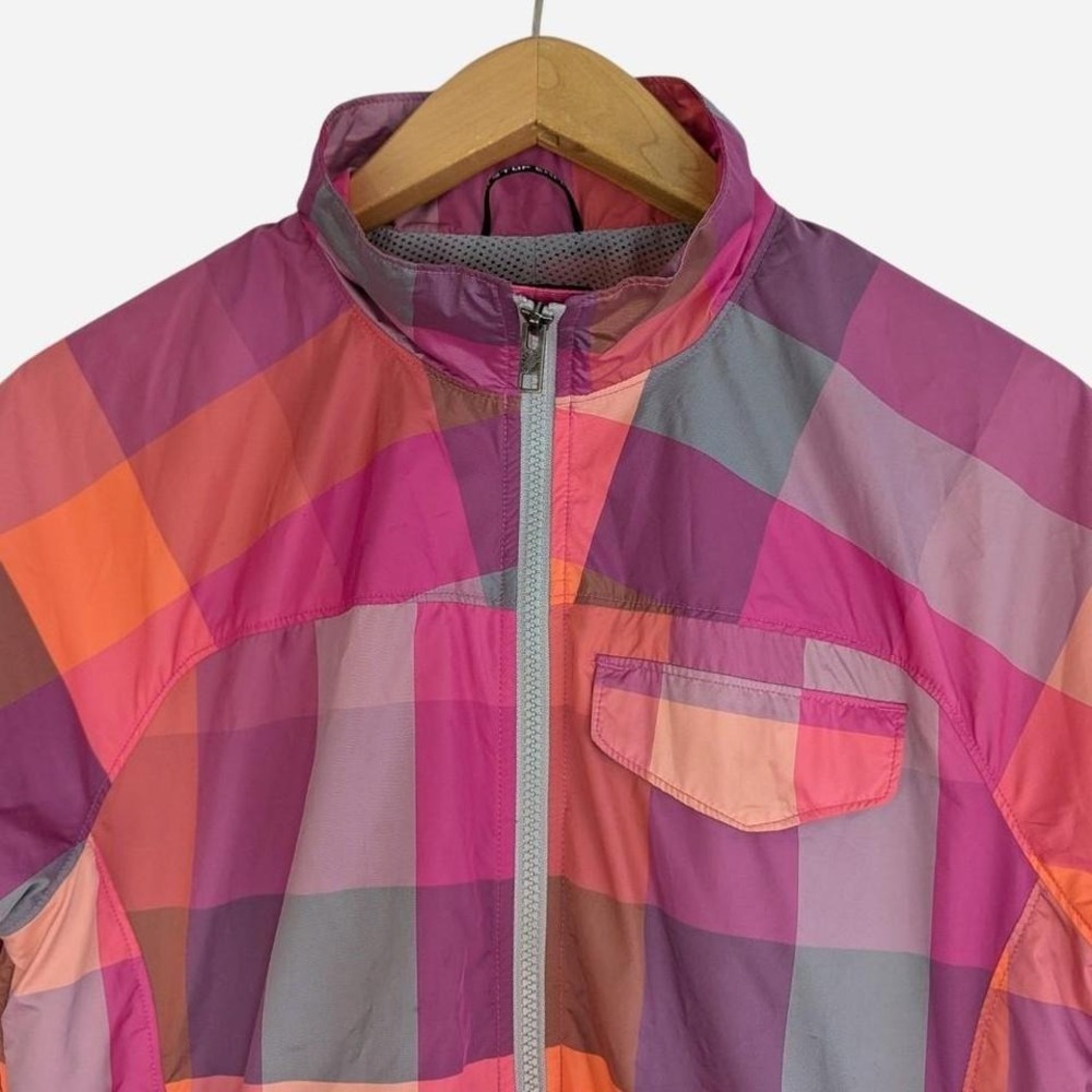 The North Face Patchwork Plaid Windbreaker Full Zip Jacket Pink Medium - Picture 4 of 10